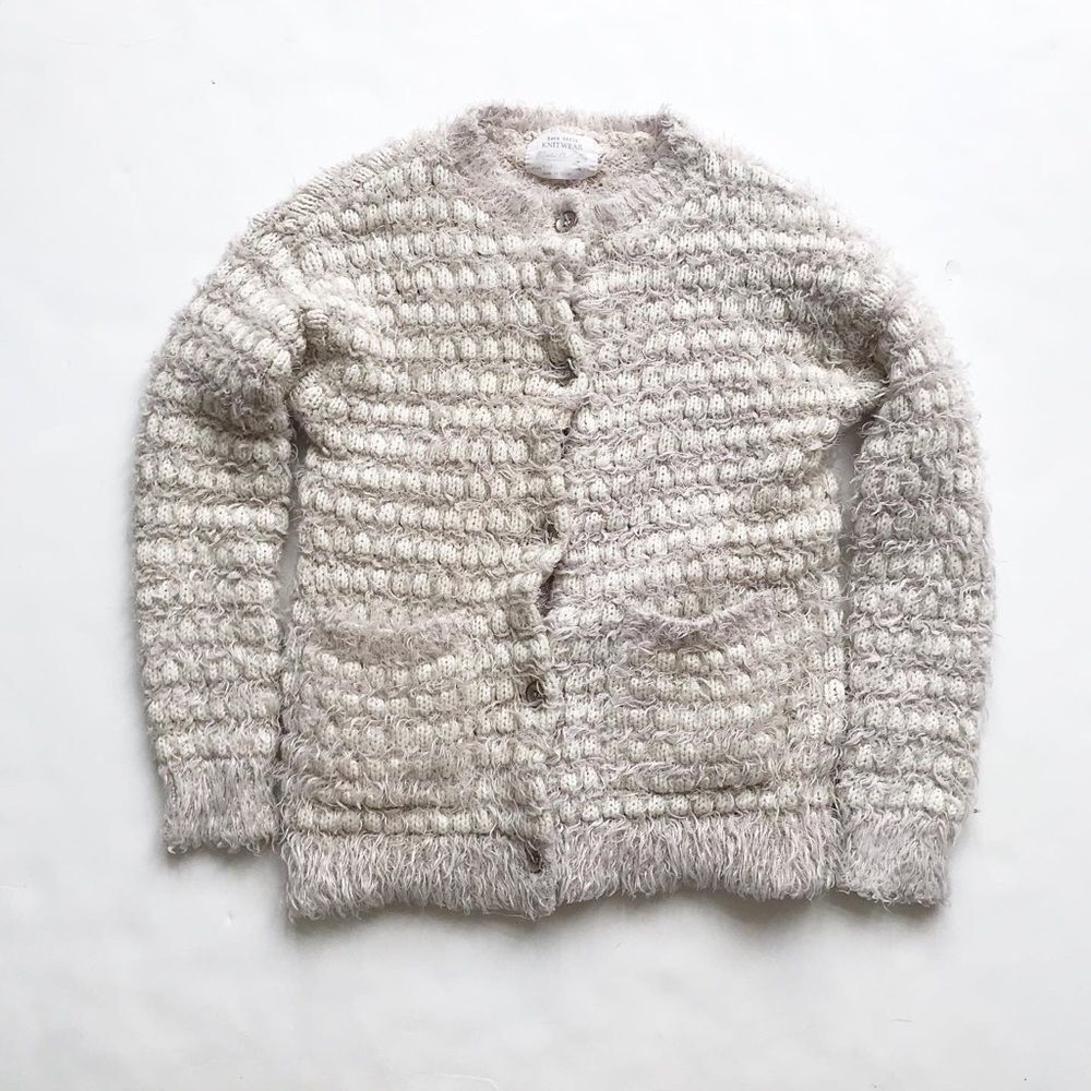 Zara feather knit chunky cardigan GUC 9-10Y